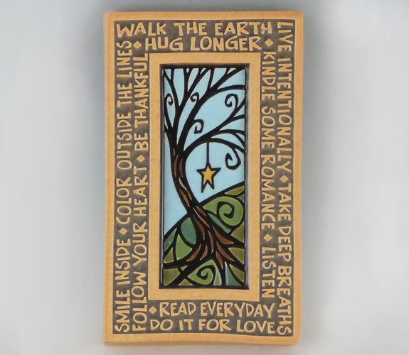 Ceramic Tiles -Plaque "Walk the Earth, Hug"